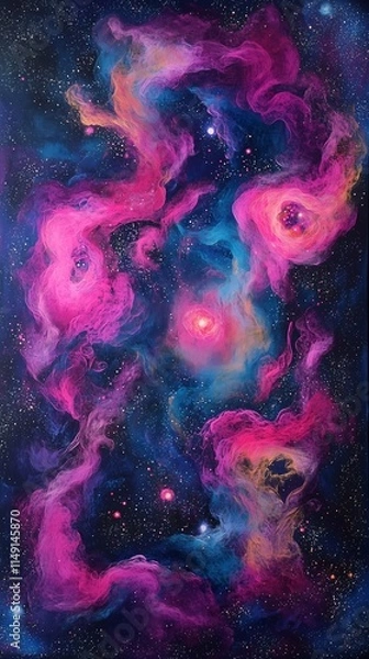 Obraz Cosmic Nebula in Pink, Purple, and Blue