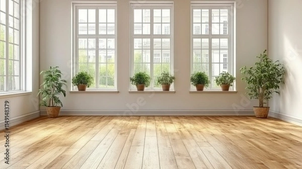 Obraz Abstract minimalist room with bare walls and an empty space, offering an ideal setting for interior design, virtual staging, or architectural concept visualizations.