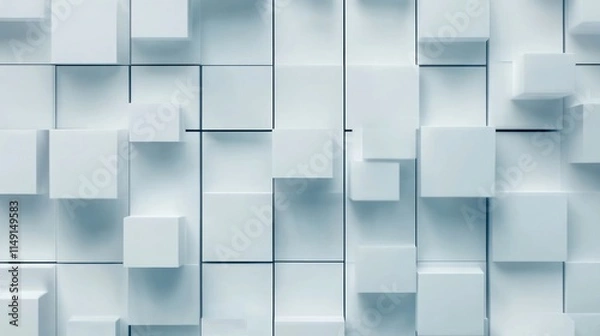 Fototapeta Abstract 3D Cube Pattern: Light Blue Geometric Background