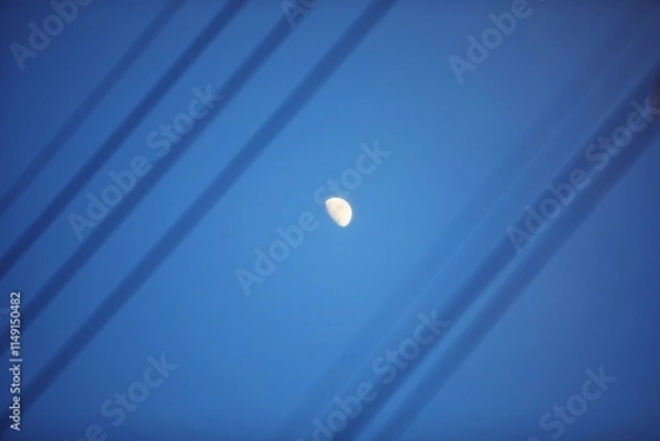 Obraz 풍경사진 - 반달과 전기줄