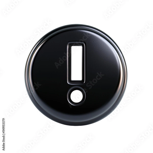 Fototapeta 3D black exclamation mark button design