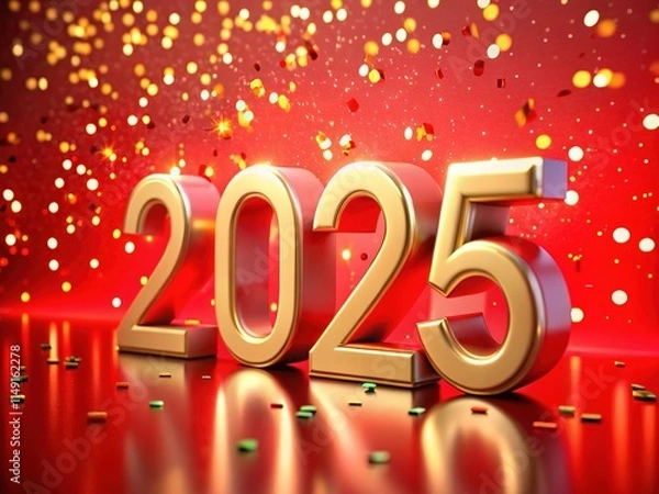 Fototapeta 2025 Numbers on Red Celebration Background Documentary Style