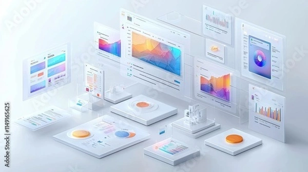 Obraz A computer monitor displays a variety of graphs and charts. Generative AI