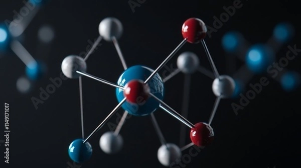 Fototapeta Atomic Structure Model on Solid Black Background