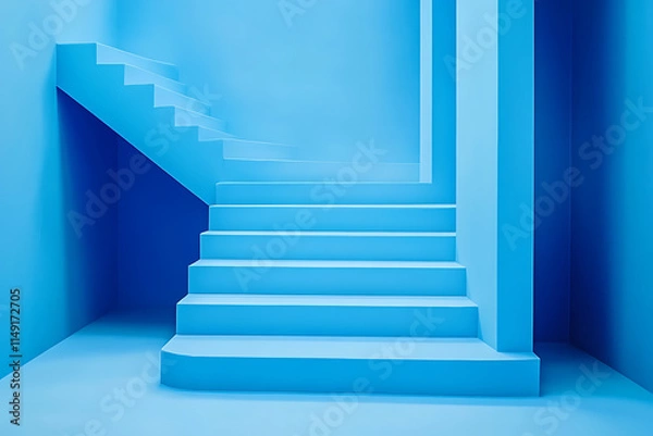 Fototapeta Abstract Blue Steps in Modern Architecture