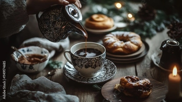 Obraz Cozy Winter Morning Coffee Setup