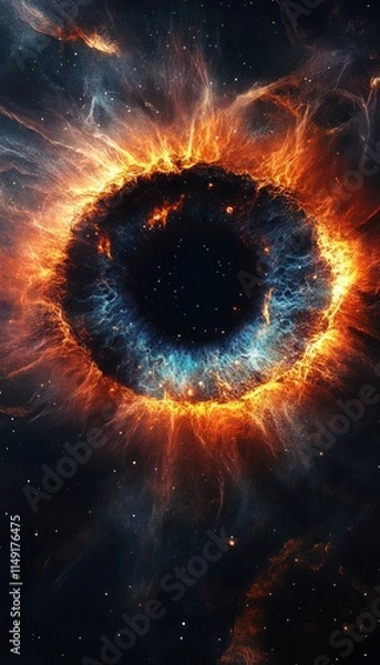 Fototapeta Fiery cosmic eye nebula in space.