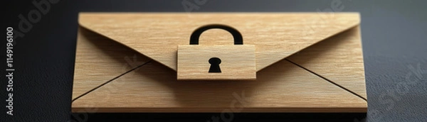 Fototapeta Secure email icon with padlock symbolizes privacy and protection
