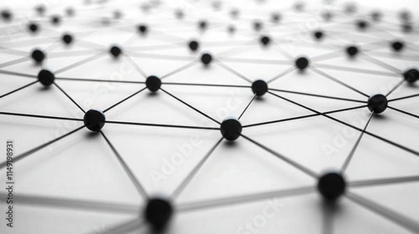 Fototapeta Geometric nodes connected by lines create dynamic network structure