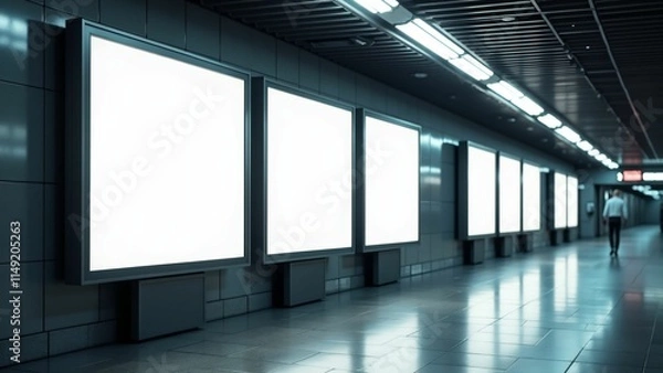 Fototapeta Billboard advertising display urban subway station digital marketing modern environment perspective visual communication