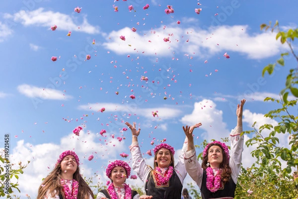 Obraz Throwing roses in the air