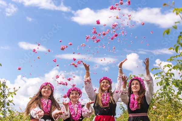 Obraz Throwing roses in the air