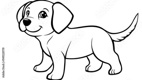Fototapeta Cute line drawing of a puppy with floppy ears