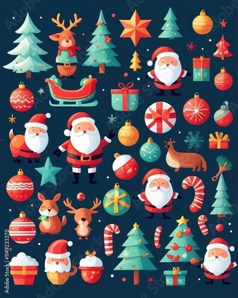 Obraz set of christmas elements