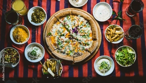 Fototapeta Pizza presentations make every bite special.  