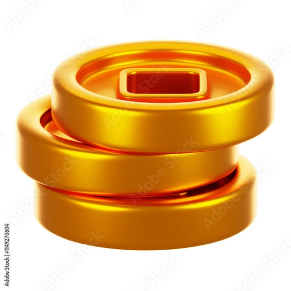 Fototapeta 3d rendering chinese coin stack icon. Chinese new year icon concept