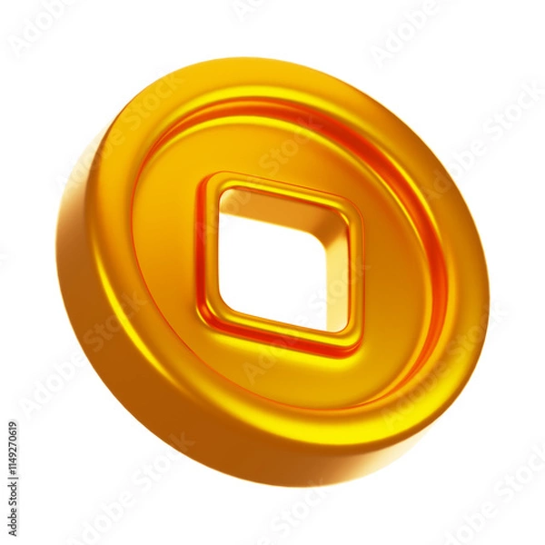 Fototapeta 3d rendering chinese coin icon. Chinese new year icon concept