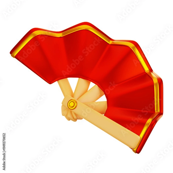 Fototapeta 3d rendering chinese fan icon. Chinese new year icon concept