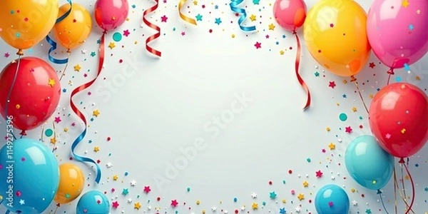 Fototapeta Joyful Celebration Colorful Balloons and Confetti Frame for Festive Occasions