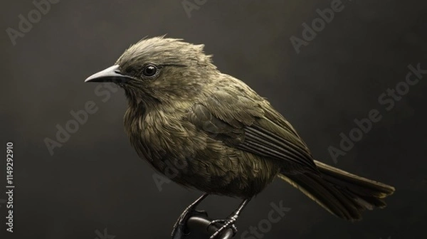 Fototapeta Detailed Close-Up of a Green Honeycreeper Bird Perched on a Branch Against a Dark Background for Nature Photography