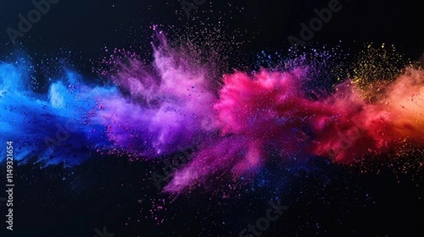 Fototapeta Vibrant Colored Powder Explosion on Black Background