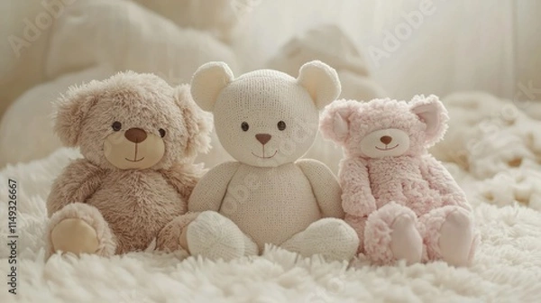 Obraz An adorable soft background featuring plush toys and soft colors, creating a warm and inviting atmosphere for baby portraits