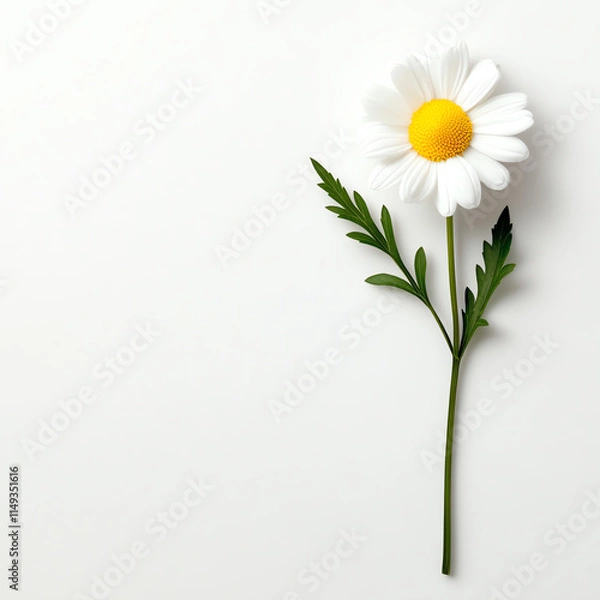 Fototapeta A beautiful white daisy with a vibrant yellow center on a clean background.