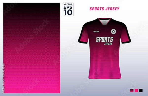 Fototapeta T-shirt sport design template with gradient halftone pattern for soccer jersey. Sport uniform in front view. Tshirt mock up for sport club. Vector Illustration