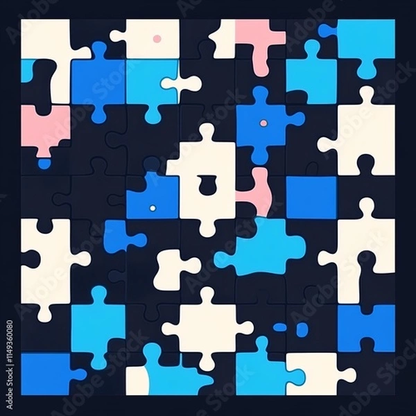 Fototapeta Colorful Abstract Jigsaw Puzzle Design with Pastel and Blue Tones