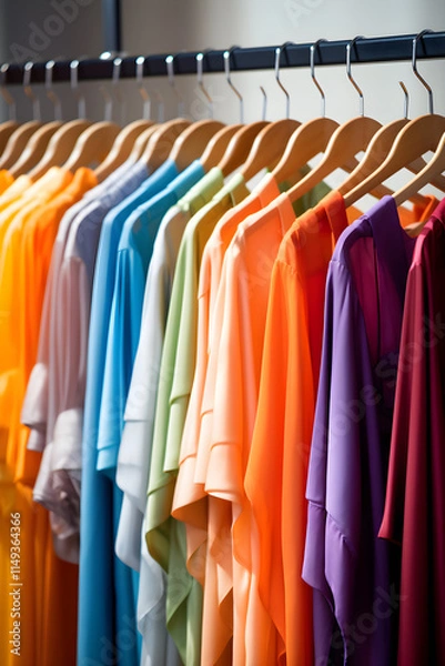 Fototapeta Alluring Array of Chic Clothing Displayed in an Upscale Fashion Boutique