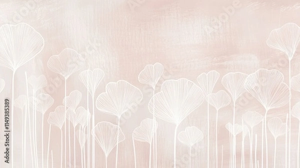 Obraz A serene Valentine's design with a light pink background and minimalist heart patterns in white for a subtle and modern vibe.