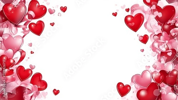 Fototapeta Vibrant Heart Themed Presentation Design with Ribbons on Transparent Background