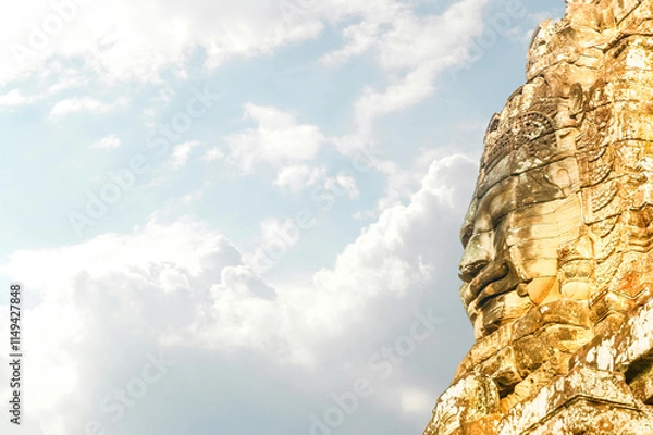 Obraz The face of the Temple of Bayon Nakhon Thom, Angkor, Siem Reap, Cambodia