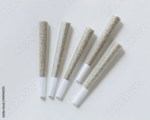 Obraz Marijuana Cannabis joints on white background