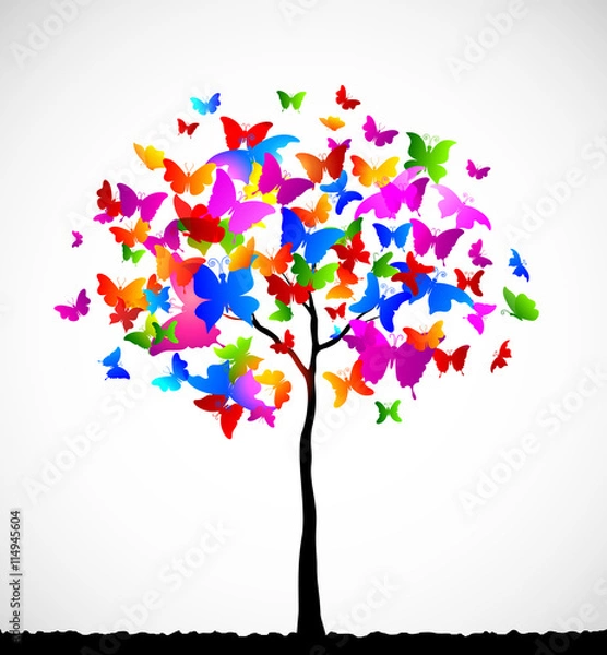 Fototapeta Abstract colorful background with butterflies
