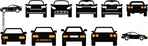 Fototapeta Sleek Car Silhouette Set for Automotive Design Projects. Perfect for Automotive Branding, Posters and Digital Art.