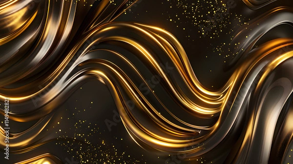 Obraz Golden Waves Abstract Background AI generated