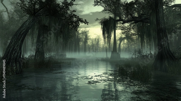 Fototapeta Swamp Dawn, Moody, Atmospheric, Low-Lit, Artistic