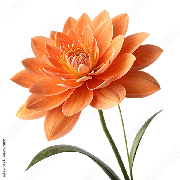 Fototapeta 3D realistic orange flower isolated on transparent background