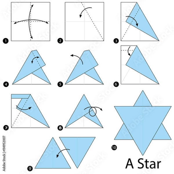 Obraz step by step instructions how to make origami A Star.