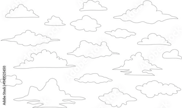 Fototapeta Abstract architectural cloud outlines in monochrome tones with geometric details on a minimalist background