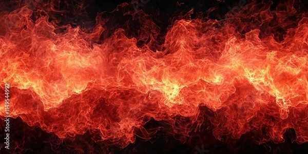 Fototapeta galactic center gravity concept. A vibrant display of swirling flames in shades of red and orange against a dark background, conveying intensity and energy.