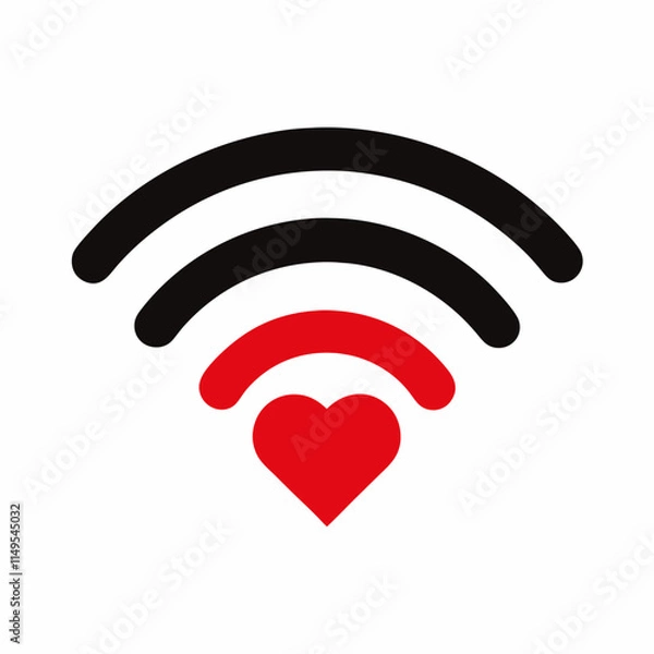 Fototapeta Minimalist design red WiFi symbol heart icon