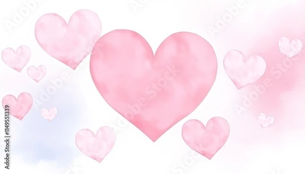Obraz Watercolor-style hearts with a soft gradient effect, ideal for romantic designs.