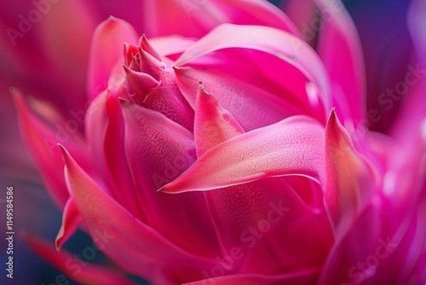 Fototapeta Pink petals of a torch ginger flower creating an abstract floral background