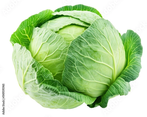 Obraz Green cabbage isolated on white background clipping path