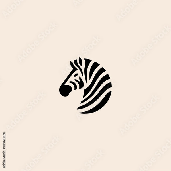 Fototapeta Zebra Head Logo, Black zebra logo icon flat vector design.