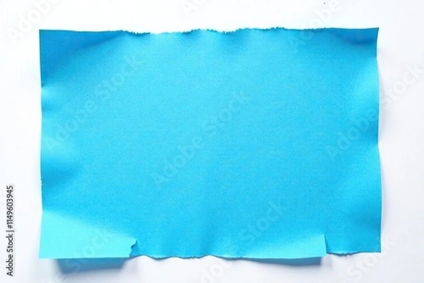 Fototapeta Torn blue paper strips lying flat against white surface, aligned, torn