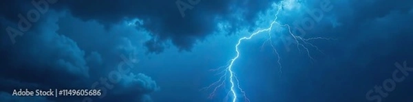 Fototapeta Dark and foreboding storm clouds with electric blue accents, hinting at an impending thunderstorm, cloud, turbulent, electric