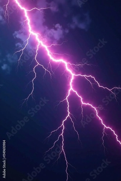 Fototapeta Electrifying lightning-like discharge on an abstract dark background, intense light, power surge, background